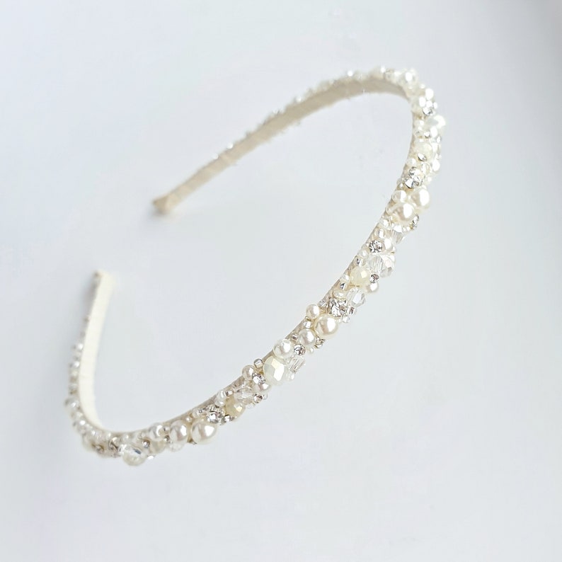 Pearl Bridal Headband, Boho Wedding Hair Piece, Bridesmaid Headpiece image 5
