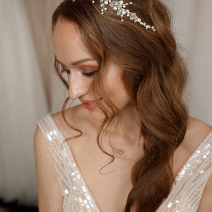 Bridal hair wreath with pearls wedding hair piece, bridal hair vine, pearl hair wreath for wedding image 5