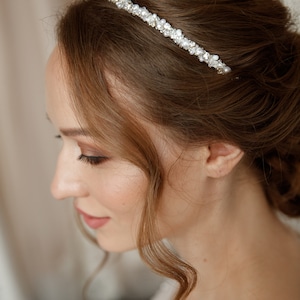 Pearl Bridal Headband, Boho Wedding Hair Piece, Bridesmaid Headpiece image 8