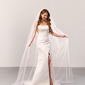 Cathedral wedding veil, Raw edge soft white or ivory one layer veil