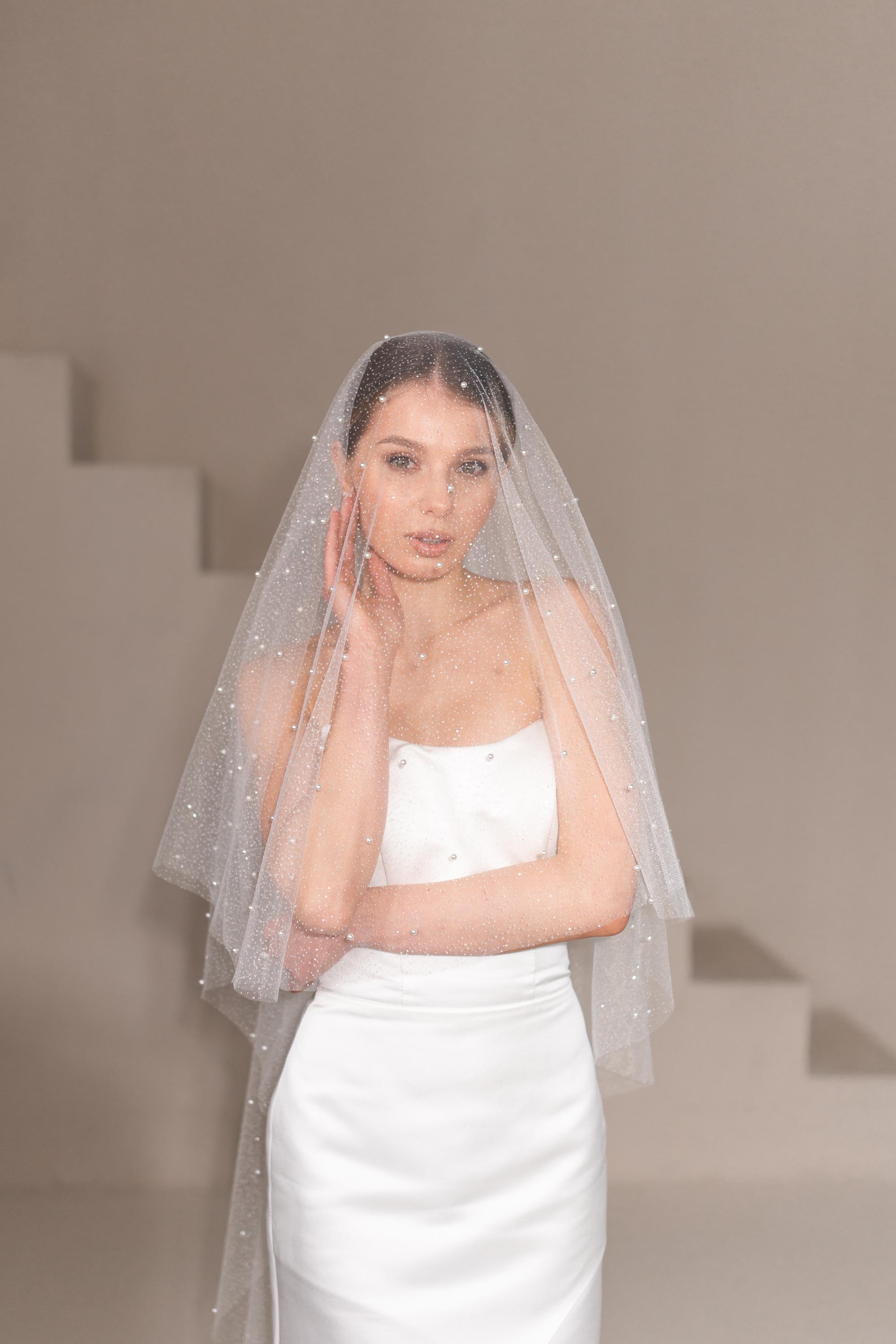 Tailoredbytulle Shimmery Pearl Cathedral Veil Shimmer Pearl Veil - Etsy main image 2