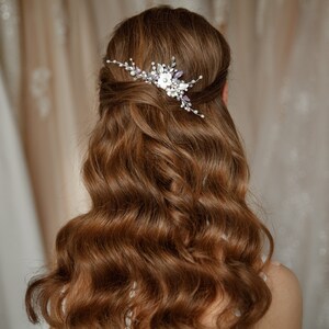 Floral Crystal Hair Comb, Crystal Wedding Hair Piece, Bridal Flower Comb image 3