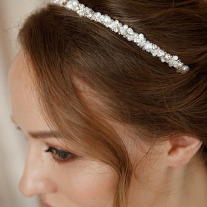 Pearl Bridal Headband, Boho Wedding Hair Piece, Bridesmaid Headpiece image 10