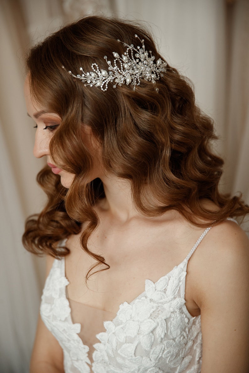 Wedding Hair Vine, Bridal Hair Piece, Floral Hair Comb, Crystal Bridal Jewelry image 7