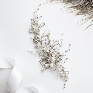 Wedding Hair Vine, Bridal Hair Piece, Floral Hair Comb, Crystal Bridal Jewelry image 4