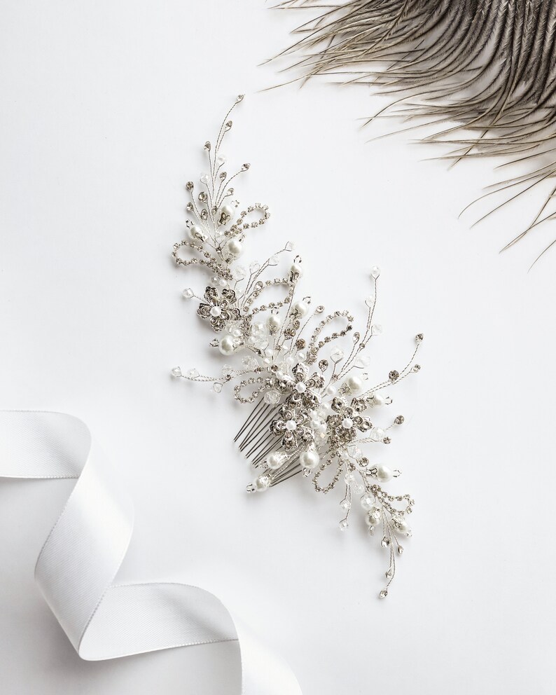 Wedding Hair Vine, Bridal Hair Piece, Floral Hair Comb, Crystal Bridal Jewelry image 4