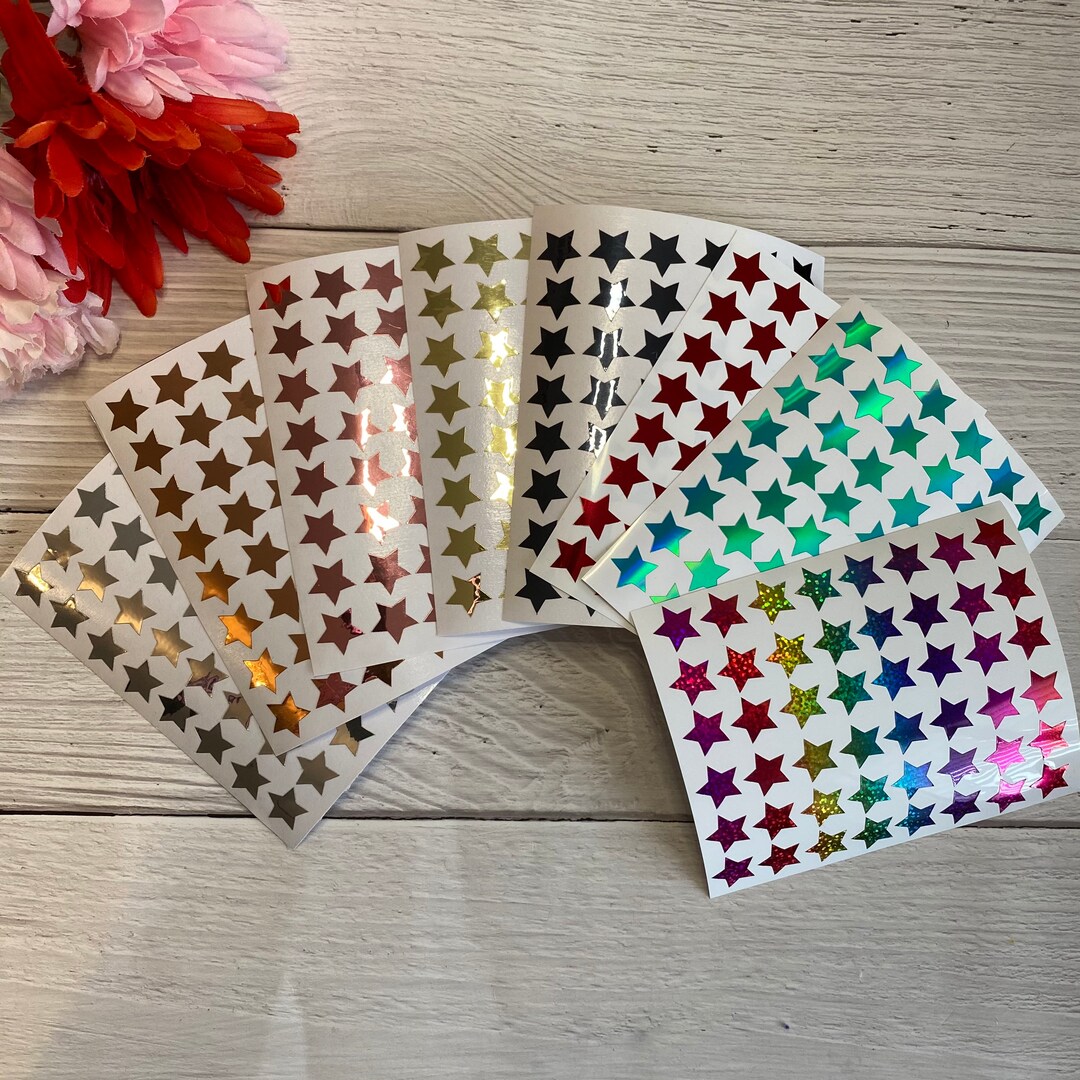 48 Metallic Vinyl Star Stickers Bullet Journaling Planner Etsy