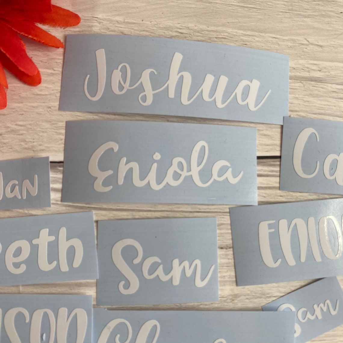 White Vinyl Name Stickers Personalised Decal Stickers Etsy