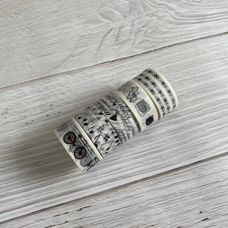 washi tapes 5 Black /& white journaling