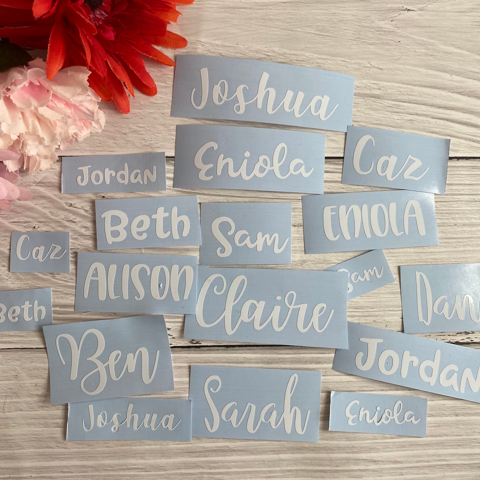 White Vinyl Name Stickers Personalised Decal Stickers Etsy