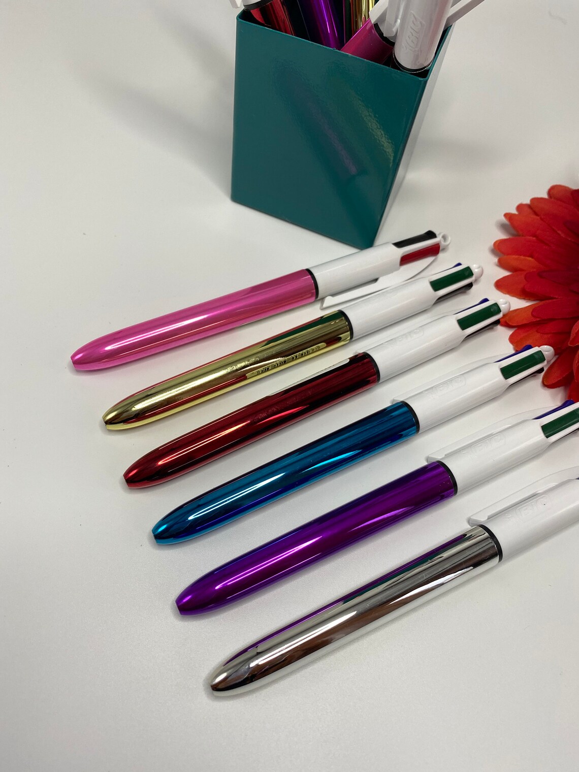 Metallic Bic ball multi colour pens 4 colour options per pen. Etsy