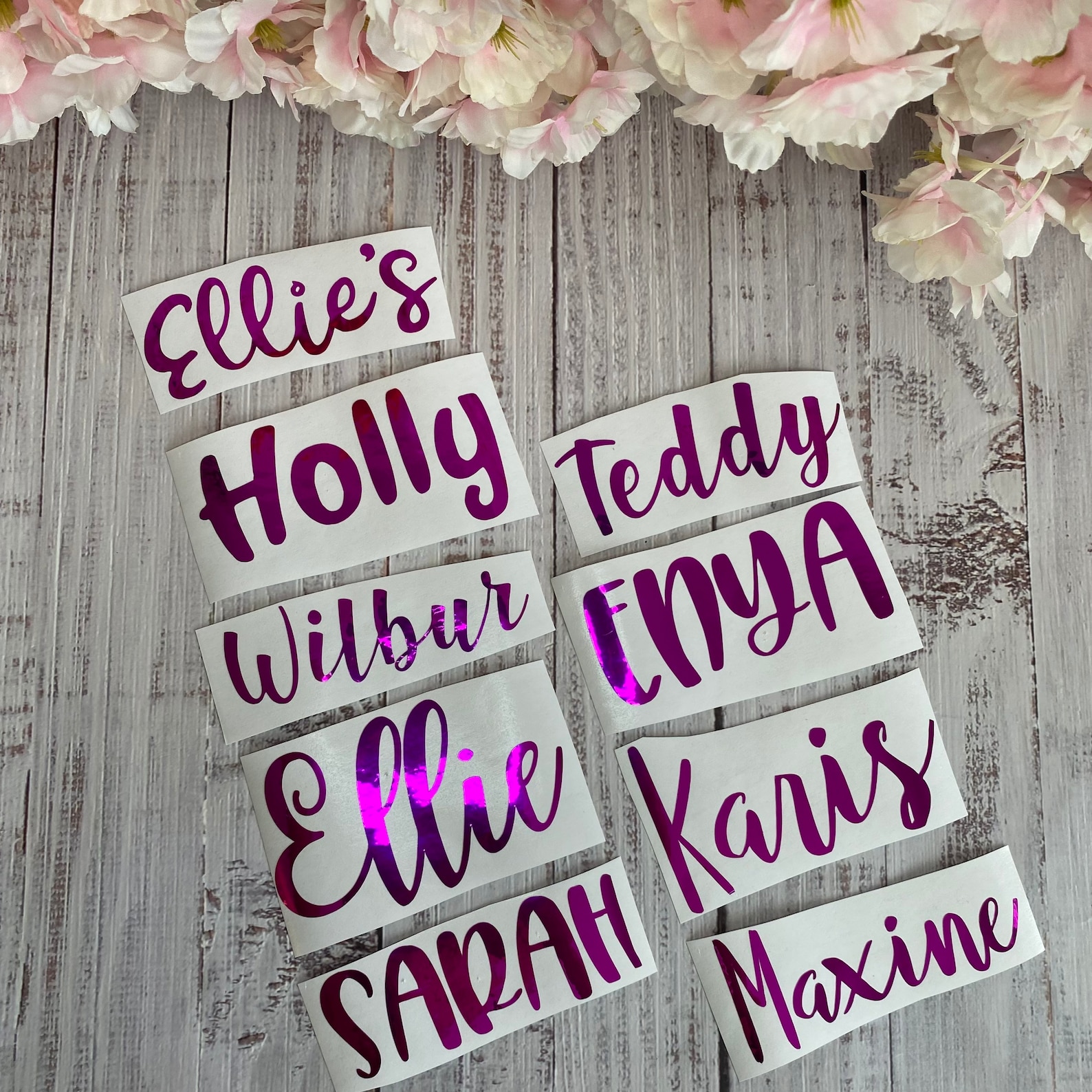 Metallic Purple Vinyl Name Stickers Gift Decals Water Bottle Etsy UK