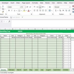 Daily Spending Log, Month by Month Workbook, Digital Download, Excel Sheet That Can Be Edited, Easy to Use Spending Tracker by Category