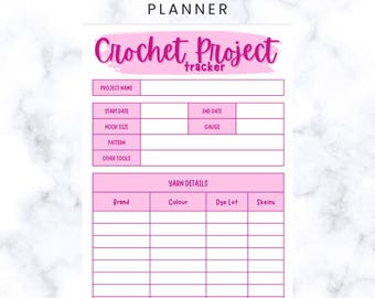 Digital Crochet Project Tracker PDF, Crochet Planner, Project Organiser, Craft Organizer