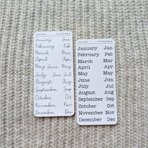 Monthly Headers | Sticker Sheet, Journaling Stickers, Bujo Stickers