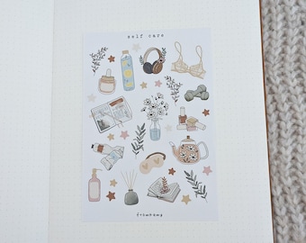 Self Care | Sticker Sheet, Journal Sticker sheet, Bujo Stickers, Planner sticker