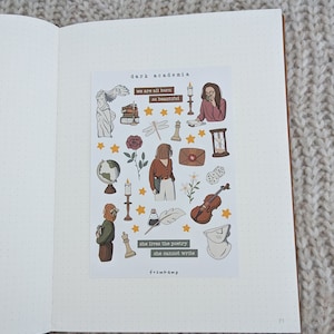 Dark Academia | Sticker Sheet, Journaling Stickers, Snail Mail, Scrapbook
