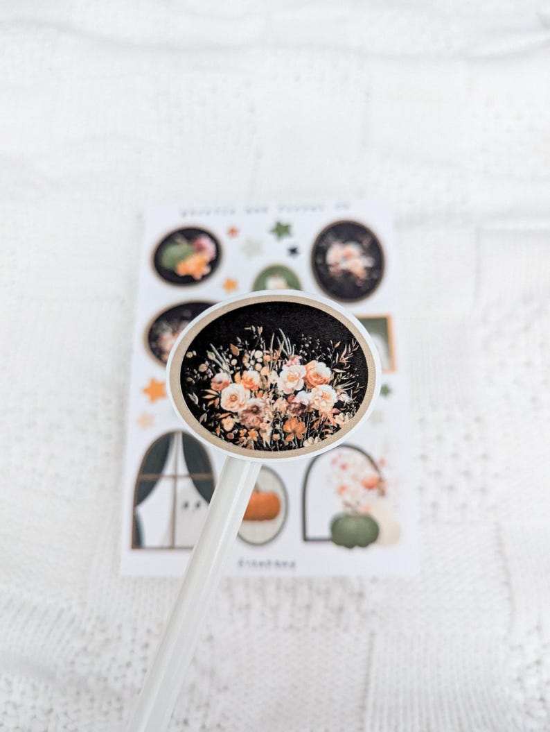 Ghostie and Floral Sticker Sheet, Journaling Stickers, Bujo Stickers