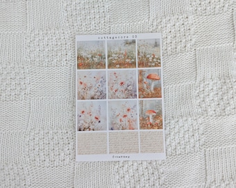 CottageCore 03 | Folha de adesivos, adesivos de registro no diário, correio tradicional, álbum de recortes