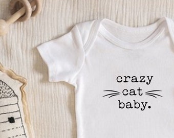 Crazy Cat Baby Onesie®, Cat Baby Clothes, Funny Baby Clothes, Baby Cat Onesie®, Cat Themed Baby Shower, Gift For Baby Niece, Funny Onesie®