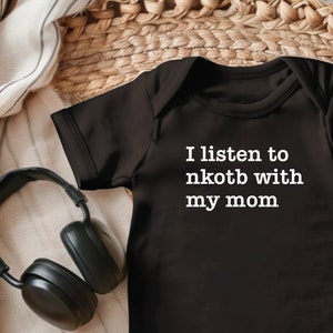 I Listen To NKOTB With My Mom Baby Onesie®, New Kids On The Block Baby Shirt, 90&#39;s theme baby shower, Pop Music Baby, Baby Onesie® Boys