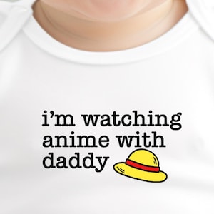 Personalized Anime Baby Onesie®, I&#39;m Watching Anime With My Daddy Mommy Aunt Uncle, Cute Gift for Anime-Loving Parents, Nerdy Baby Onesie®