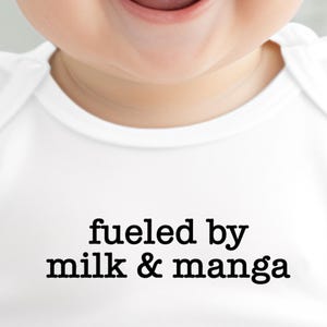 Funny Anime Baby Onesie®, Cute Gift for Anime-Loving Parents, Nerdy Baby Onesie® Fueled by Milk & Manga. Anime Baby Shower Gift Idea