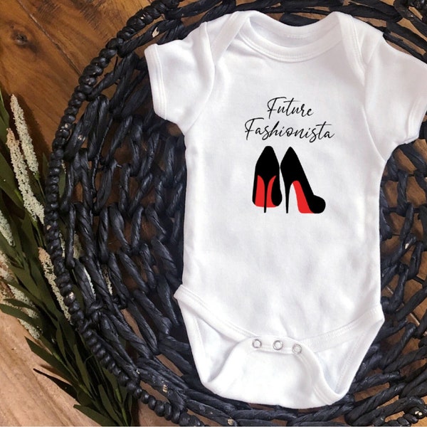 Future Fashionista Baby Onesie®  Baby Shoes Onesie®, Red Bottoms Baby Bodysuit, Baby Girl Couture, Boujee Bougie Baby