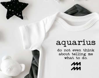 Aquarius Zodiac Sign Baby Onesie, Fun Astrological Baby Gift, Celestial Baby Bodysuit, Astrology Baby Shower, Custom Astrology Baby Present