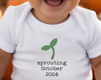 Sprouting Pregnancy Reveal Baby Onesie®, Little Sprout Bodysuit, Farming Baby Gift, Plant Bodysuit, Nature Bodysuit, Gardening Baby Present