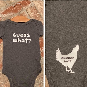 Guess What Chicken Butt Baby Onesie®, Funny Farm Animal Onesie®, Funny Baby Clothes, Baby Shower Gift, Grandchild Gift, Gender Neutral Baby