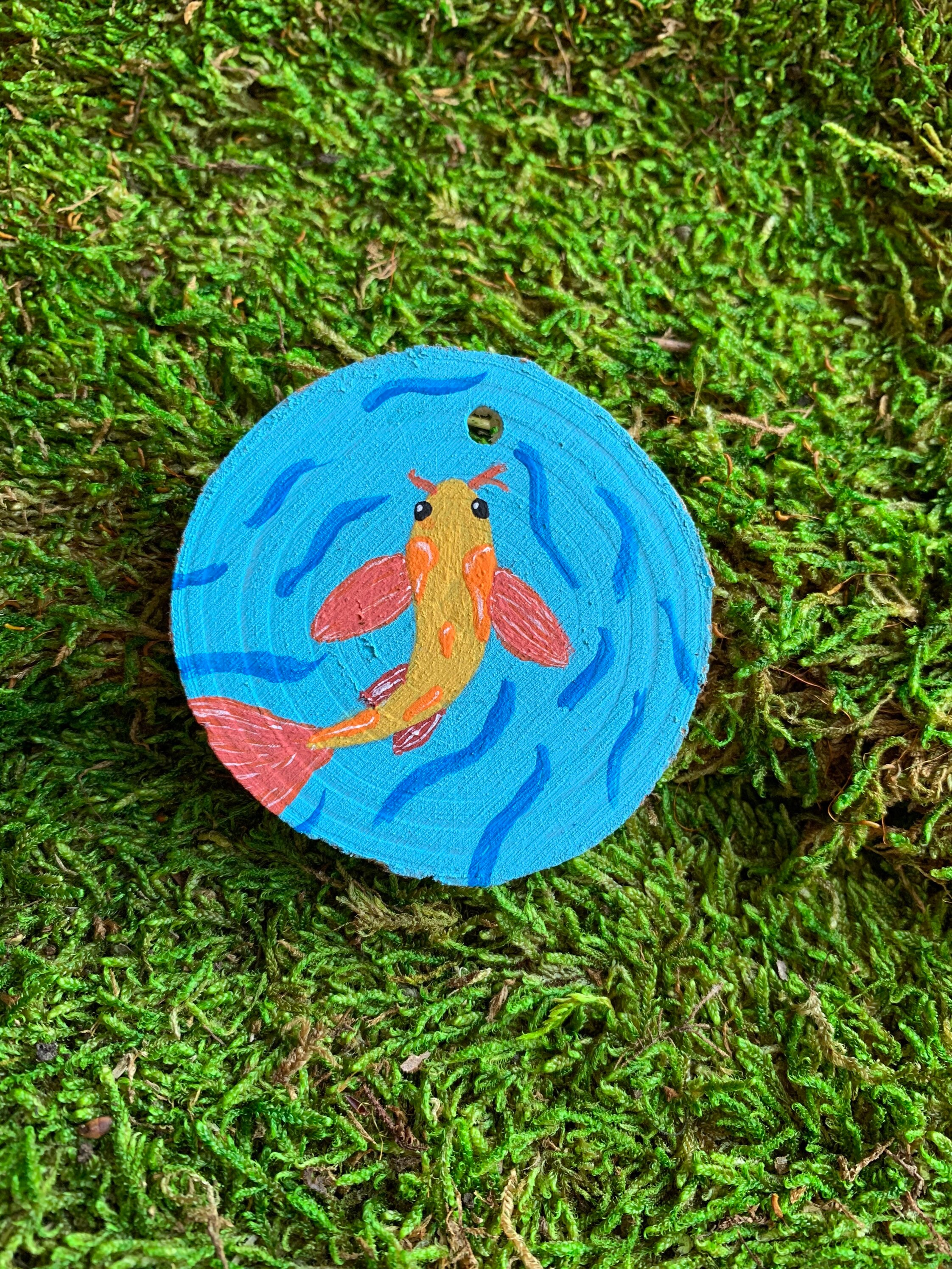 Koi Gliding Through a Pond Ornament Etsy
