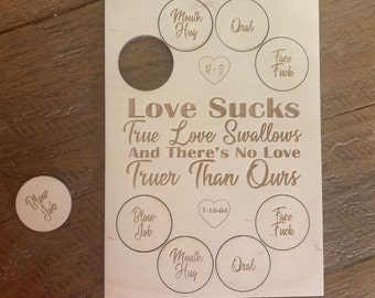 Love Sucks Cheeky Gag Gift Wood Card/Gift For That Special Someone! Personalizable Great Gift