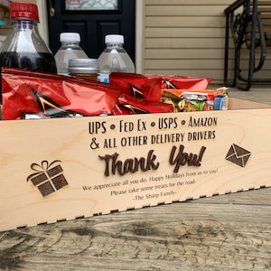 Thank you delivery driver box for goodies and treats - ASSEMBLY REQUIRED - Does NOT include food