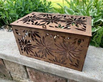 Floral Stained Card Box For Weddings, Anniversaries, Parties
