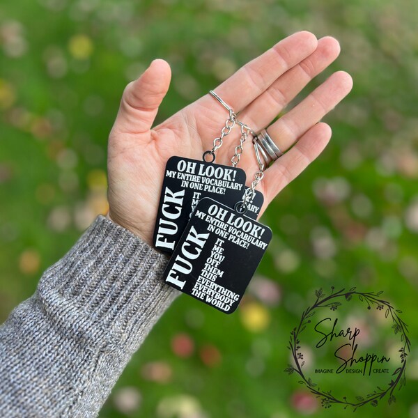 Funny Key chain - Inappropriate Gift Idea - Cheeky Fun - Fuck Key chain - My Vocabulary - Laser Engraved