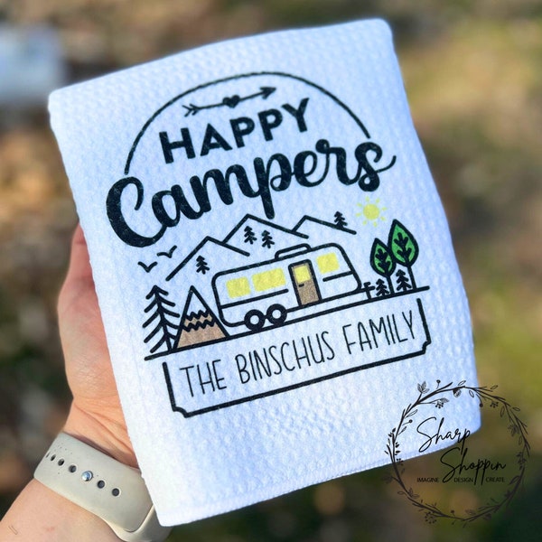 Personalized Camper Towels - Fifth Wheel - Pop Up - Tent - Travel Trailer - Camping Decor - Custom Gift Set