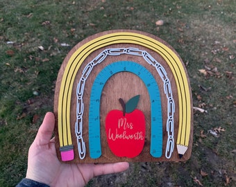 Custom Teacher Appreciation Sign - Boho Rainbow