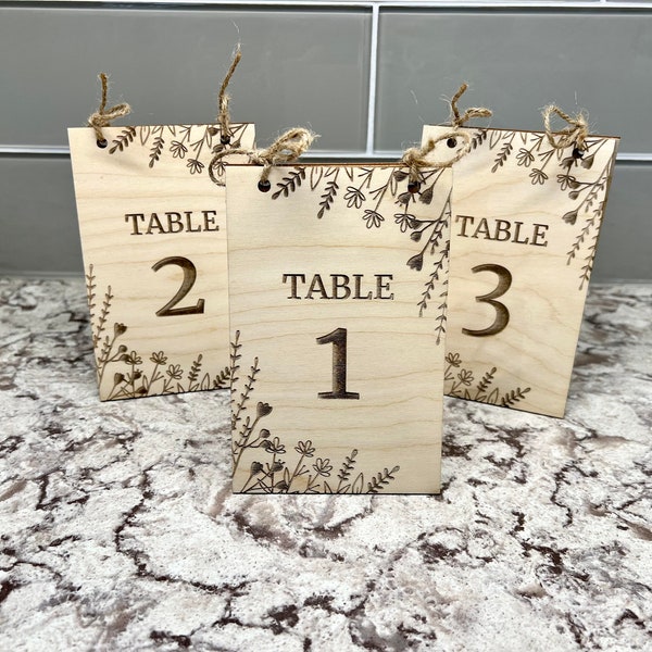 Wooden Table Numbers - Wedding Table Numbers - Event Decor - Rustic Decor - Wildflower - Natural Wood - Wedding Decor - Wedding