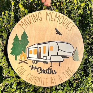 Making Memories Cartello da campeggio, Quinta ruota, cartello per porta camper tenda, cartello camper personalizzato, arredamento porta camper, gancio per porta da campeggio