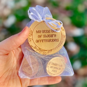 Sweary Affirmation Token Set - Inappropriate Tokens - Cheeky Positivity - Funny Gift Idea