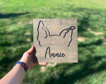 Dog Ear Name Sign - Custom Hand Drawn Line Art - Personalized Sign for Your Pet