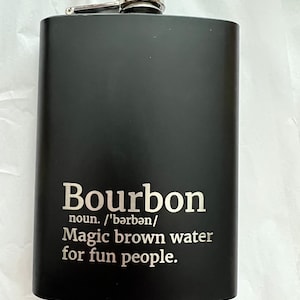 Engraved Hip Flask - Black Bourbon Flask