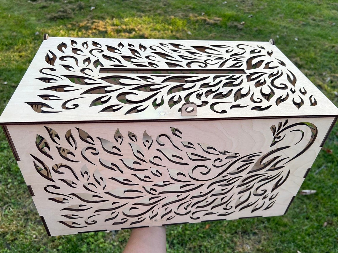 Peacock Card Box for Weddings Anniversaries Parties Etsy