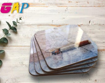 Smoker Vaper Drinks Coaster Gift – Quirky Housewarming Birthday Present