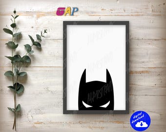 Boys Bedroom Decor, Super Hero Gift Bat man Playroom Poster (Digital Download)