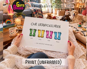 Personalised Family Gifts Grandchildren Boot Print: Custom Home Wall Art