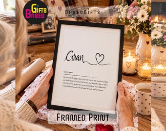 Granny Meaning Personalised Gift Definition Print Framed