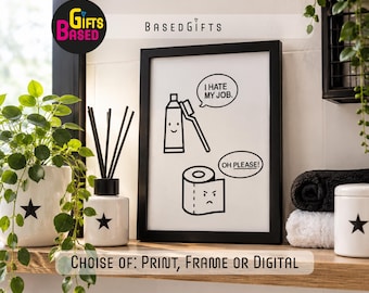 Funny Bathroom Print: Toilet Roll Poster, Washroom Wall Art