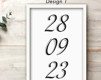 Personalised Print Couple Gifts, special date print, custom home decor